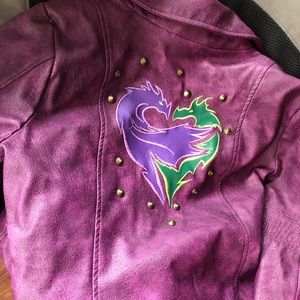 Disney Descendants Mal Faux Leather Moto Jacket 11/12 EUC